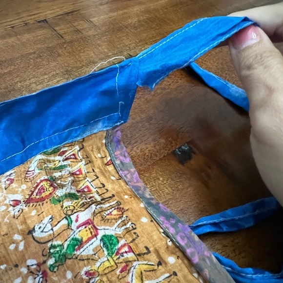 Boho Patchwork Reversible Wrap Skirt โ 100% Rayon โ Made in India - Picture 11 of 13